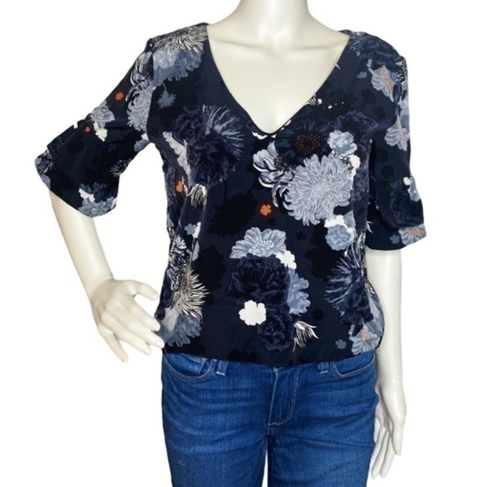 Topshop Floral Crop Blouse Size 2